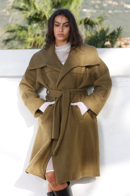 Haneen Qach. Coat in Olive