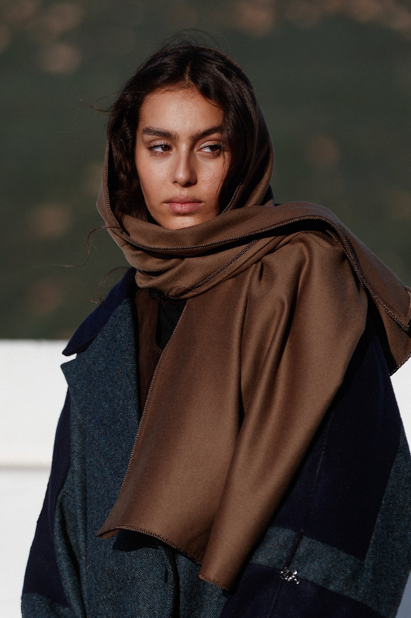 Dalia Scarf in Wood - Wool